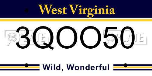 3QOO50 West Virginia License Plate