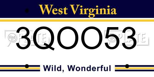 3QOO53 West Virginia License Plate