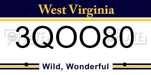 3QOO80 West Virginia License Plate