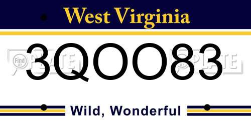3QOO83 West Virginia License Plate