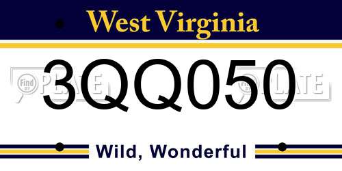 3QQ050 West Virginia License Plate