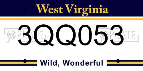 3QQ053 West Virginia License Plate