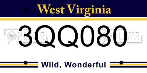3QQ080 West Virginia License Plate