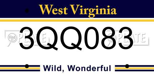 3QQ083 West Virginia License Plate