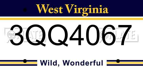 3QQ4067 West Virginia License Plate