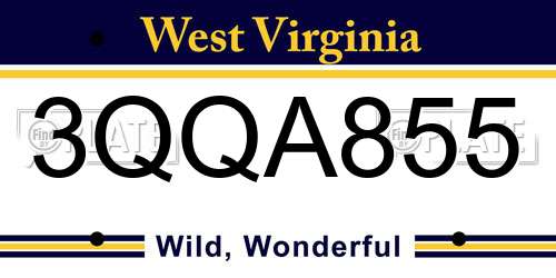 3QQA855 West Virginia License Plate