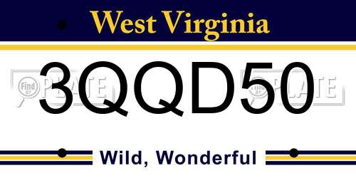 3QQD50 West Virginia License Plate