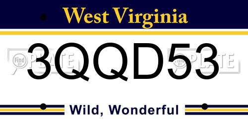 3QQD53 West Virginia License Plate