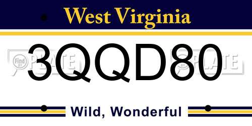 3QQD80 West Virginia License Plate