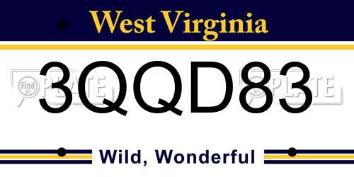 3QQD83 West Virginia License Plate
