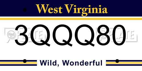 3QQQ80 West Virginia License Plate