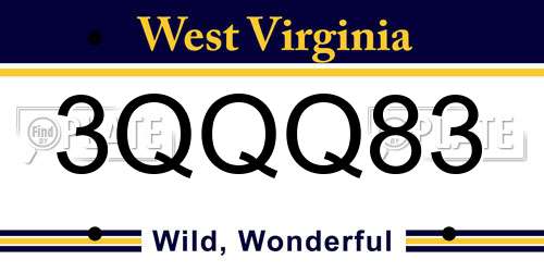3QQQ83 West Virginia License Plate