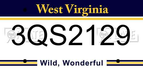 3QS2129 West Virginia License Plate