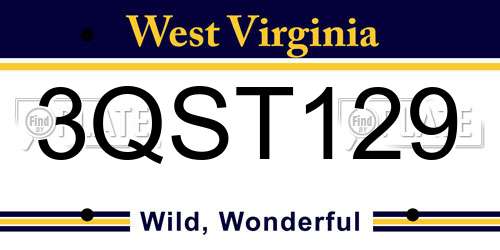 3QST129 West Virginia License Plate