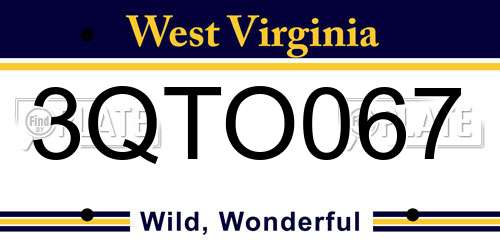 3QTO067 West Virginia License Plate