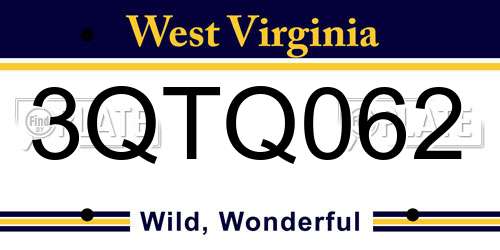 3QTQ062 West Virginia License Plate