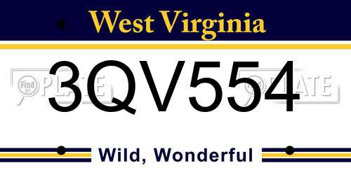 3QV554 West Virginia License Plate