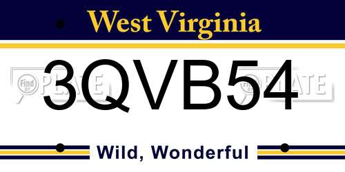 3QVB54 West Virginia License Plate