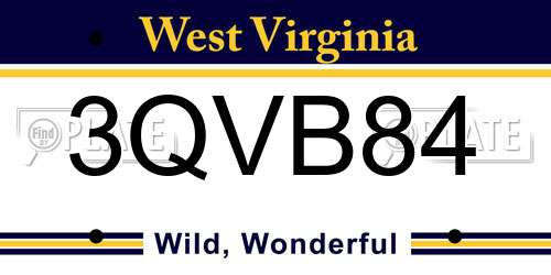 3QVB84 West Virginia License Plate