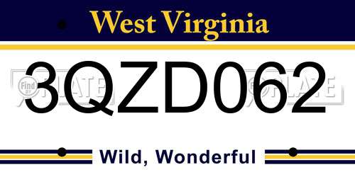 3QZD062 West Virginia License Plate
