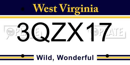 3QZX17 West Virginia License Plate
