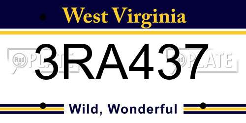 3RA437 West Virginia License Plate