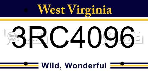 3RC4096 West Virginia License Plate