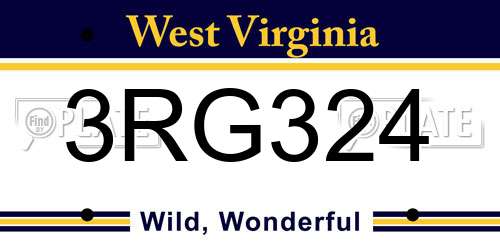 3RG324 West Virginia License Plate