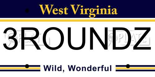 3ROUNDZ West Virginia License Plate