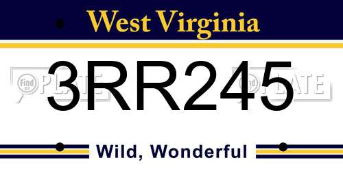 3RR245 West Virginia License Plate
