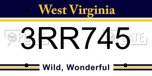 3RR745 West Virginia License Plate