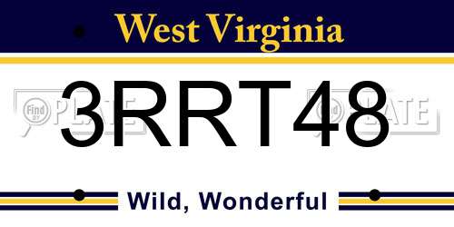 3RRT48 West Virginia License Plate
