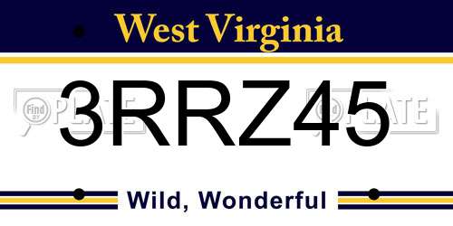 3RRZ45 West Virginia License Plate