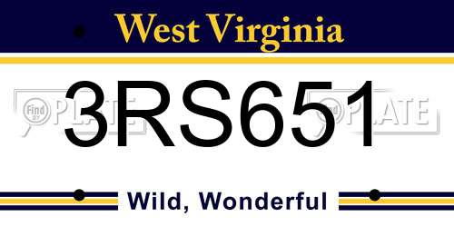 3RS651 license plate in WV state