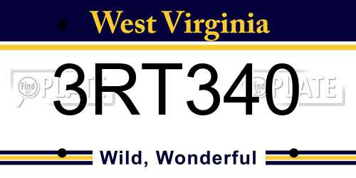 3RT340 West Virginia License Plate