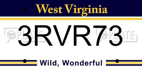 3RVR73 West Virginia License Plate