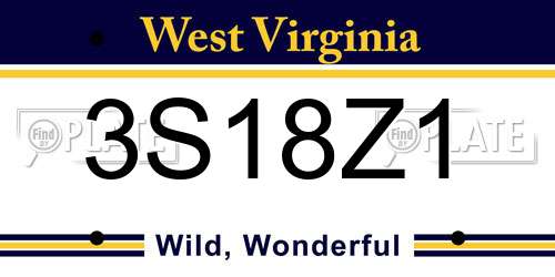 3S18Z1 West Virginia License Plate