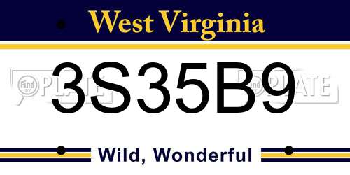 3S35B9 West Virginia License Plate