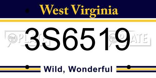 3S6519 West Virginia License Plate