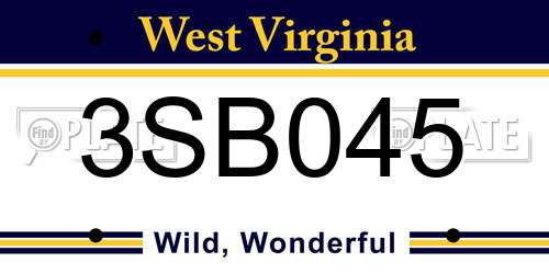 3SB045 West Virginia License Plate