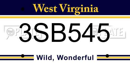 3SB545 West Virginia License Plate