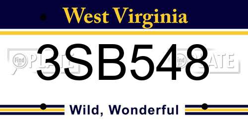 3SB548 West Virginia License Plate
