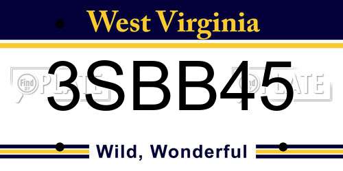 3SBB45 West Virginia License Plate