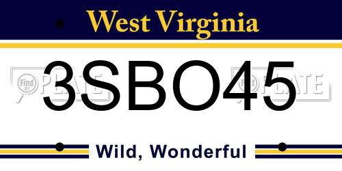 3SBO45 West Virginia License Plate