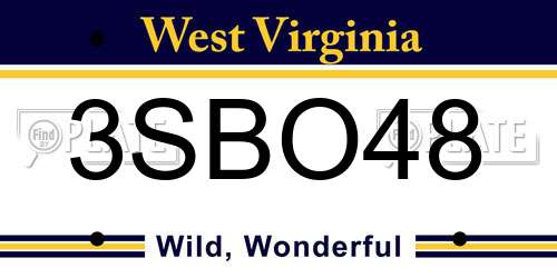 3SBO48 West Virginia License Plate