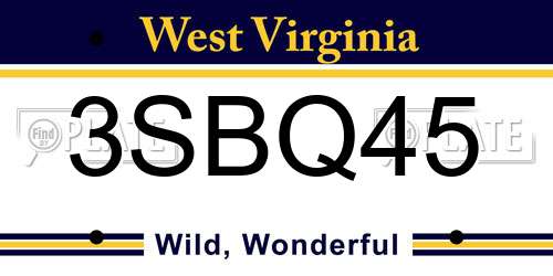 3SBQ45 West Virginia License Plate
