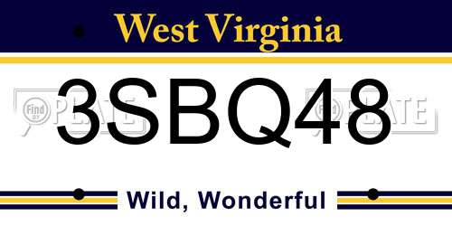3SBQ48 West Virginia License Plate