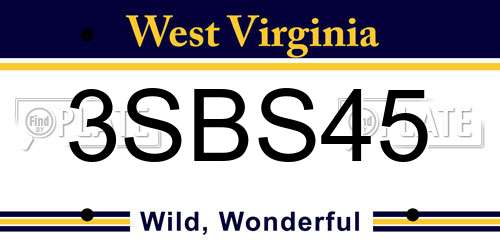 3SBS45 West Virginia License Plate