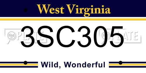3SC305 West Virginia License Plate