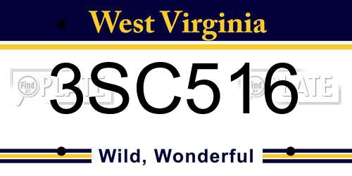 3SC516 West Virginia License Plate